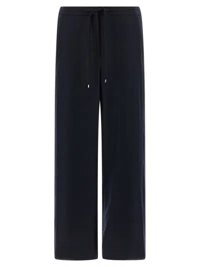 Max Mara Wool Drawstring Trousers In Blue