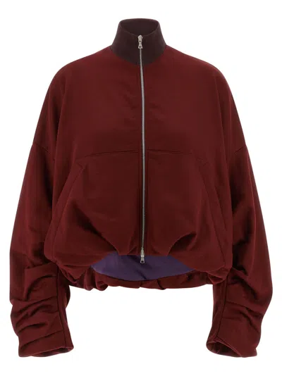 Dries Van Noten High Neck Oversized Sweatshirt With Long Sleeves In Burgundy