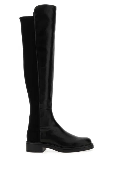 Stuart Weitzman Black Leather Boots In Black