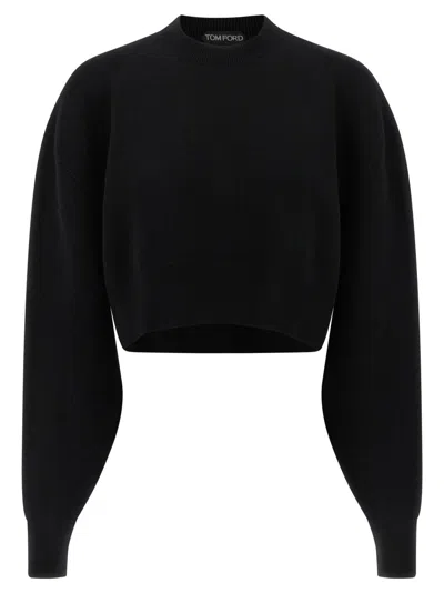Tom Ford Maglione Oversize In Misto Lana Nera Donna In Black