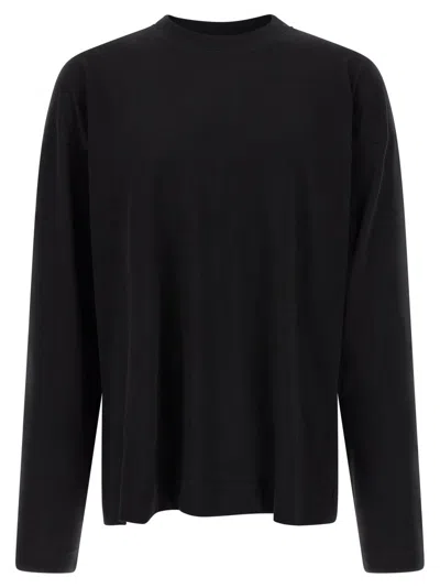 Dries Van Noten Crew Neck Long Sleeves Plain T-shirt In Black