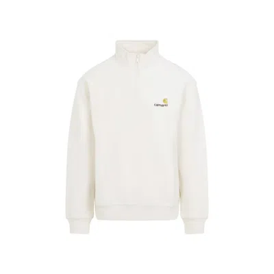 Carhartt Wip Half Zip American Script Sweatshirt In White