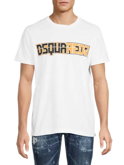 Dsquared2 Solid Color Cigarette Fit Crew-neck T-shirt With Printed Log In White