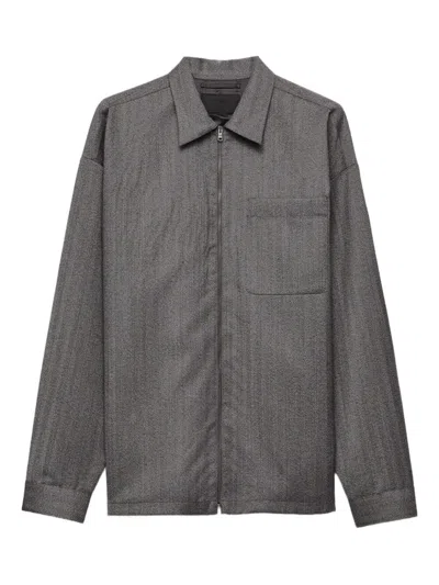 Prada Gray Overshirt With Zip In Brown