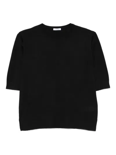 Malo Long Sleeve Crew-neck Sweater In Black