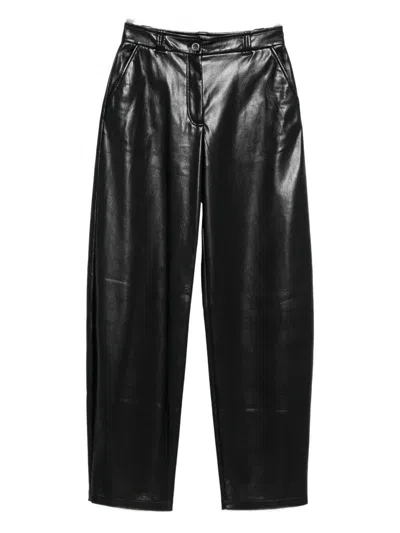 Pinko Leather-effect Trousers In Black