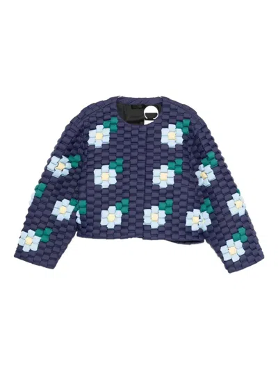 Raxxy Floral-quilted Padded Jacket In Blue