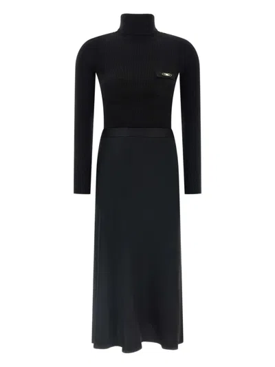 Elisabetta Franchi Turtleneck Dress In Black