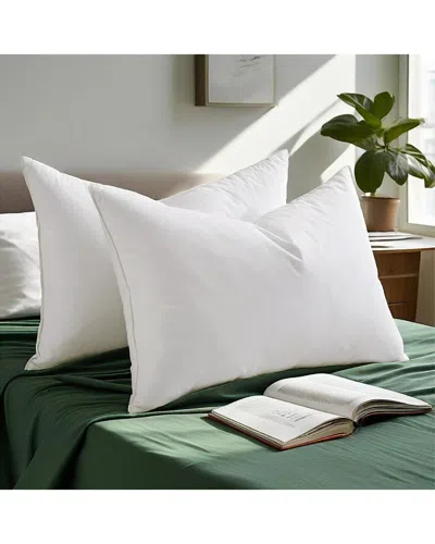 Unikome 233 Thread Count Set Of 2 Goose Feather Down Bed Pillows With Cotton  Cover In White