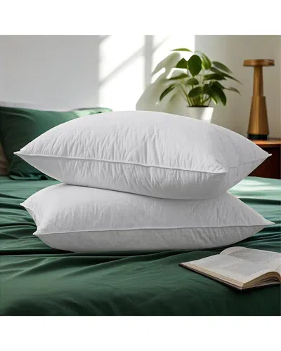 Unikome Set Of 2 Soft Goose Feather Quilted Bed Pillows In Multi
