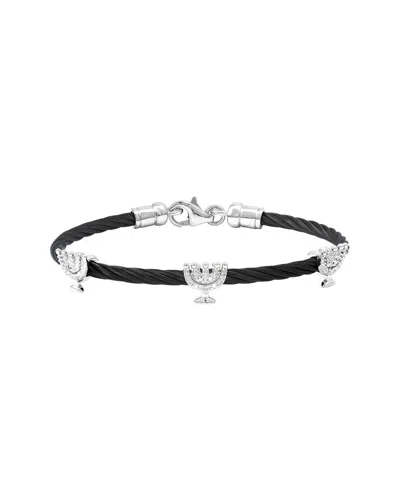 Gemstones 0.05 Ct. Tw. Diamond Silver Bangle In Silver