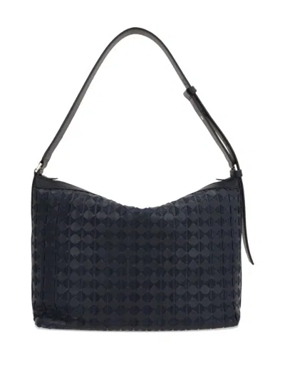 Serapian Triangle-pattern Leather Shoulder Bag In Blue
