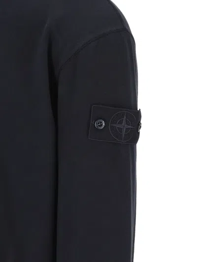 Stone Island Minimalistic Grey Knit Sweater With Round Neckline In Black