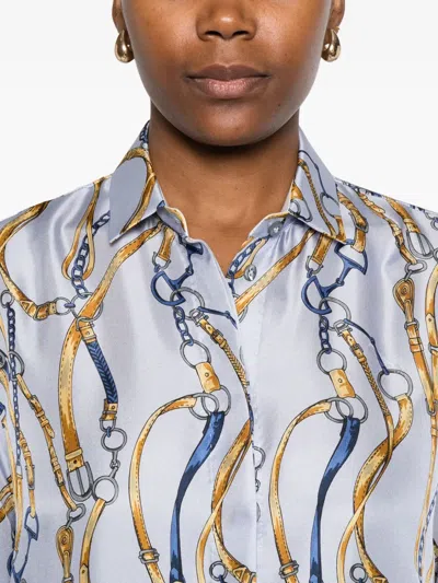 锁链印花真丝衬衫