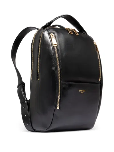 Lancel Small Origami Double-zip Leather Backpack In Black