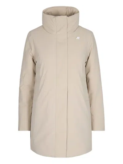 K-way Marletta St Warm Jacket Corto Calda Beige Grigia With Adjustable Aperture K7125kw Xp2 In Neutral