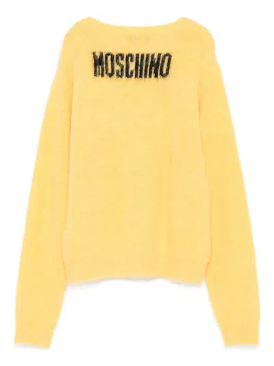 Moschino Smiley-face Mohair Sweater In Yellow