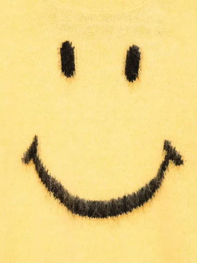 Moschino Smiley-face Mohair Sweater In Yellow