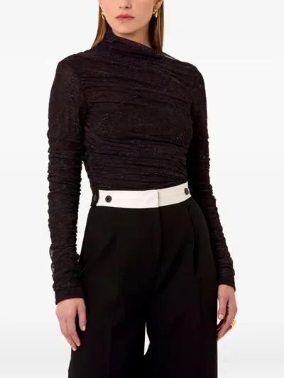 Nicholas Joey Snake-print Ruched Top In Black