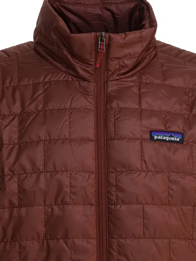 Patagonia Insulated Jacket With High Collar And Pockets In Burgundy