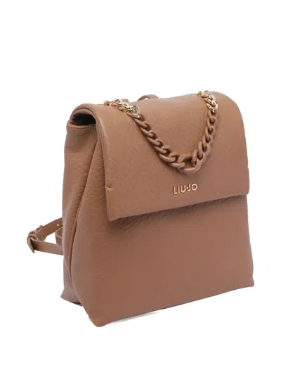 Liu •jo Versatile Chain Handle Backpack Collection In Brown