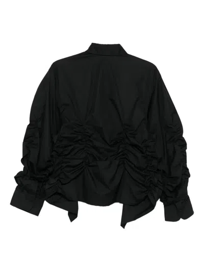 Isabel Benenato Ruffled Gathered Shirt In Black