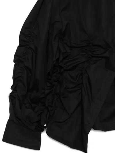Isabel Benenato Ruffled Gathered Shirt In Black