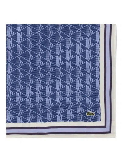 Lacoste Geometric-pattern Scarf In Blue