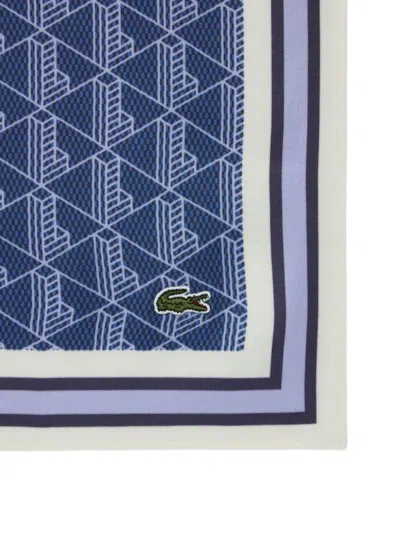 Lacoste Geometric-pattern Scarf In Blue