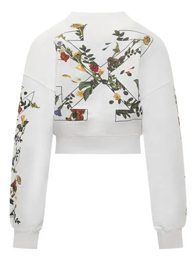 Off-white Floral Graphic Long Sleeve Top In White