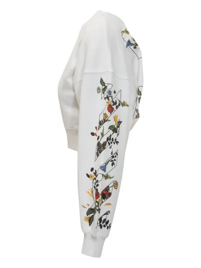 Off-white Floral Graphic Long Sleeve Top In White