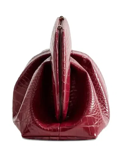 Themoirè Emera Clutch Plum Crocodile Effect In Red