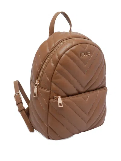 Liu •jo Versatile Quilted Backpack Featuring Multiple Pockets In Brown