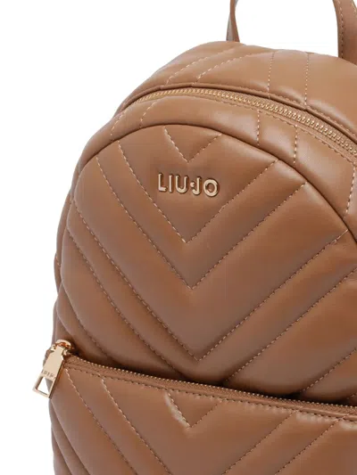 Liu •jo Versatile Quilted Backpack Featuring Multiple Pockets In Brown