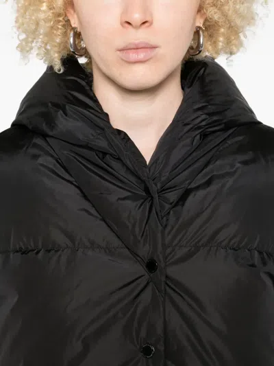 Canada Goose Short Down Jacket With Hood And Knit Sleeves In Black