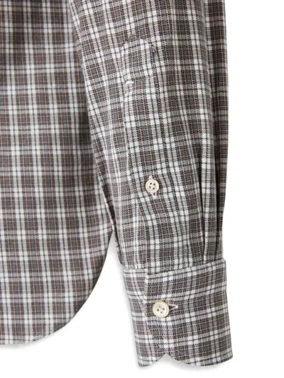 格纹扣角领衬衫