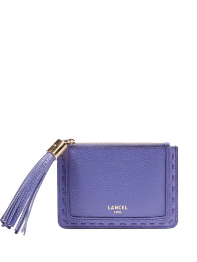 Lancel Tassel Zip-around Card Holder In Purple