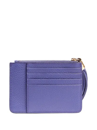 Lancel Tassel Zip-around Card Holder In Purple