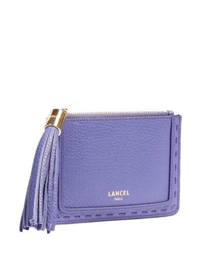 Lancel Tassel Zip-around Card Holder In Purple