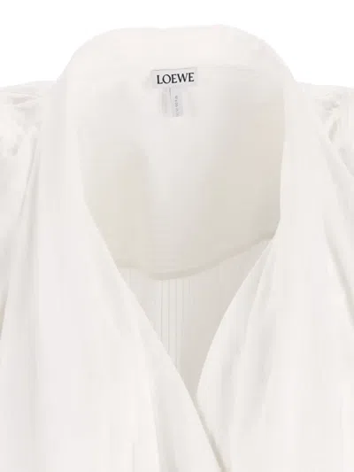 Loewe Women Cotton Draped Dress In White