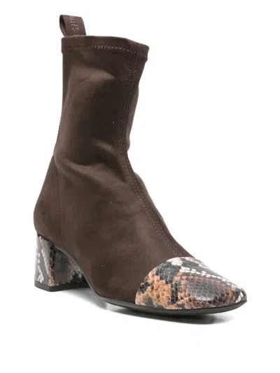 Pedro Miralles 50mm Snakeskin-panel Sock Boots In Brown