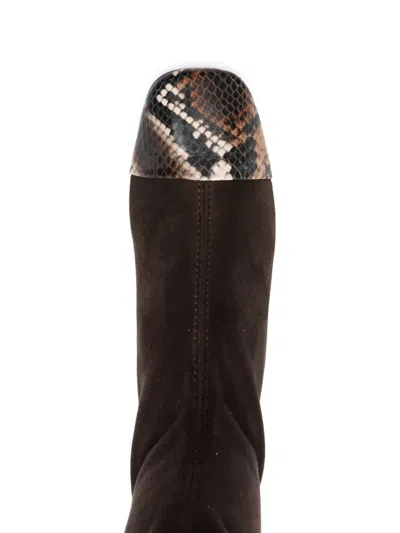 Pedro Miralles 50mm Snakeskin-panel Sock Boots In Brown