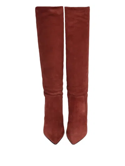 Paris Texas 85mm Stiletto Suede Knee-high Boots In Red