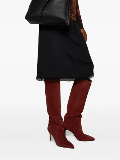 Paris Texas 85mm Stiletto Suede Knee-high Boots In Red