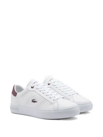 Lacoste Perforated Leather Sneakers In White