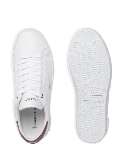 Lacoste Perforated Leather Sneakers In White