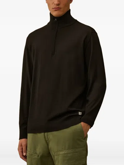 C.p. Company High-neck Half-zip Sweater In Brown