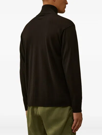 C.p. Company High-neck Half-zip Sweater In Brown