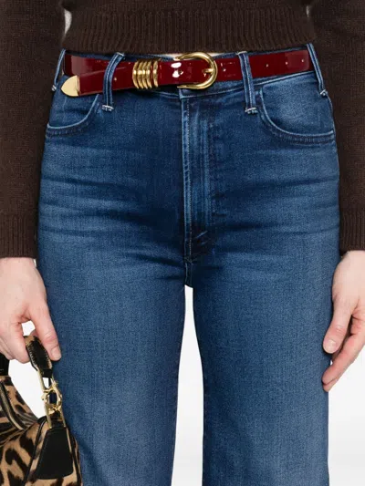 Mother The Mid Rise Mavin Sneak Blue Jeans With Belt Loops And Logo Embroidery On The Rear In Denim Woman