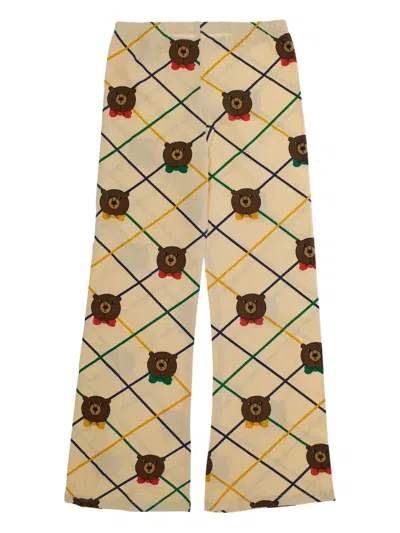 Mini Rodini Bear-check Flared Trousers In Multi